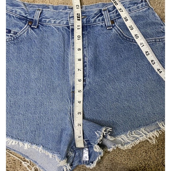 VTG Lee High Rise Denim Cutoff Jean Mom Shorts Size 14 M Raw Hem Y2K Cot… - Picture 4 of 5